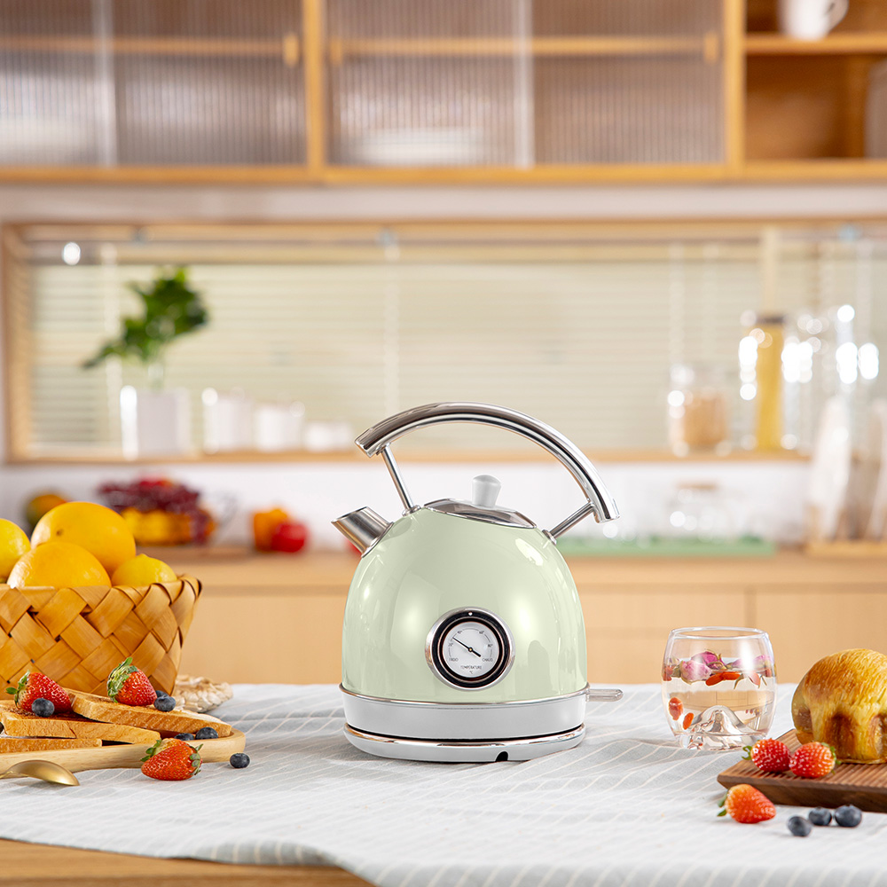 Electric Kettle 1.8L Retro Style Stainless Steel Water Kettle Cordless Electric Teapot with LED Indicator